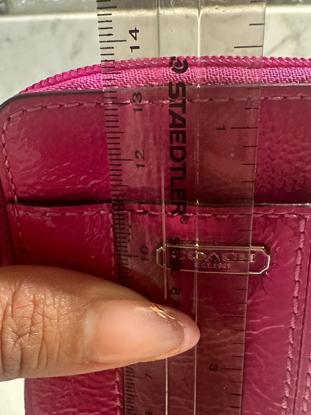 Coach Patent Leather Wristlet in Vibrant Magenta - Picture 10 of 11